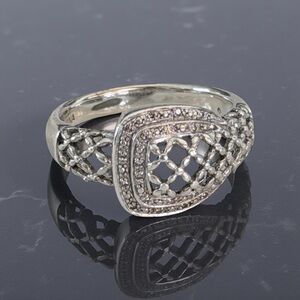 Jared Jewelers 925 Sterling Silver Diamond Belt Ring – Size 11